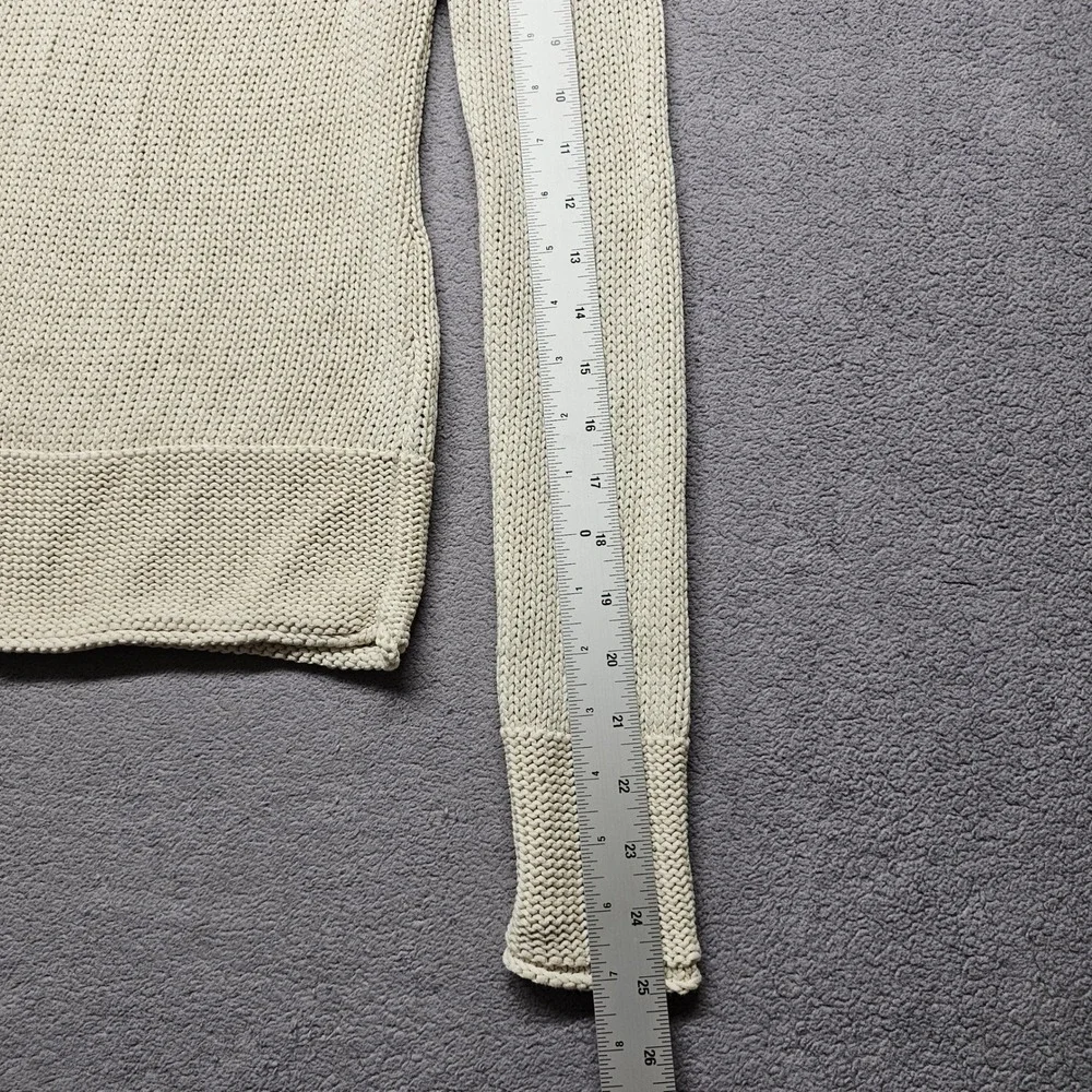 Nautica Chunky Knit Sweater Womens Size Small Cream Long Sleeve V-Neck Pullover